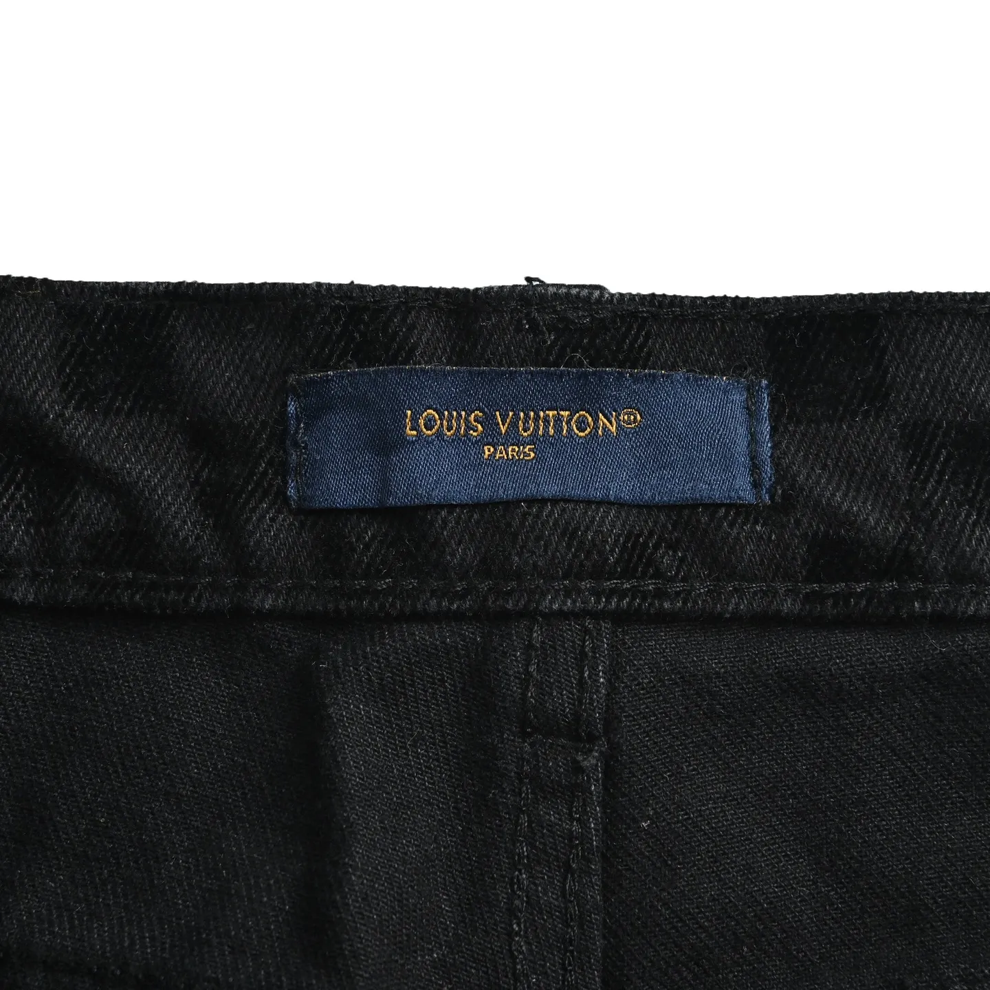 Louis Vuitton/Louis Vuitton mosaic flocking checkerboard patchwork jeans